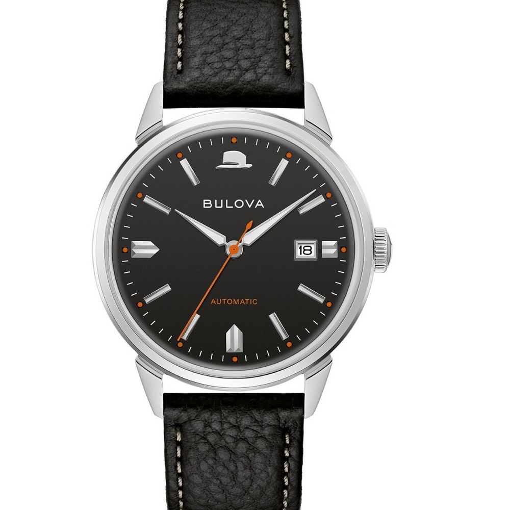 Bulova Men’s Frank Sinatra Summer Wind Automatic Black Leather Strap Watch